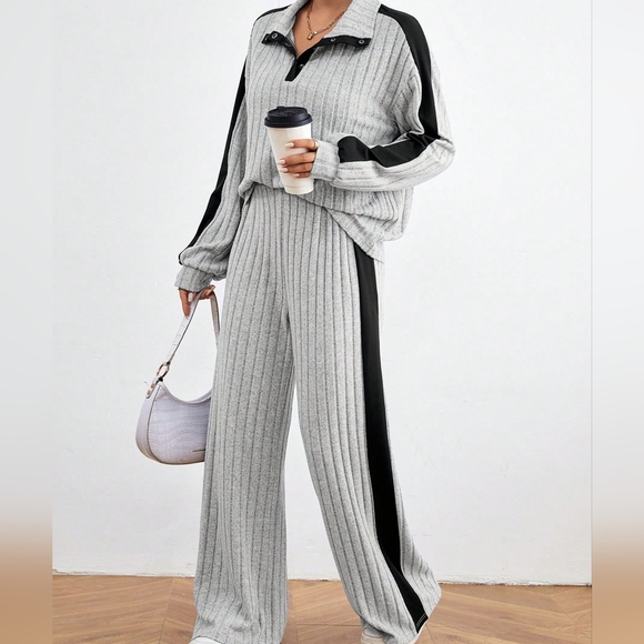 Color Block Casual 2pcs/set Outfit - Picture 1 of 6